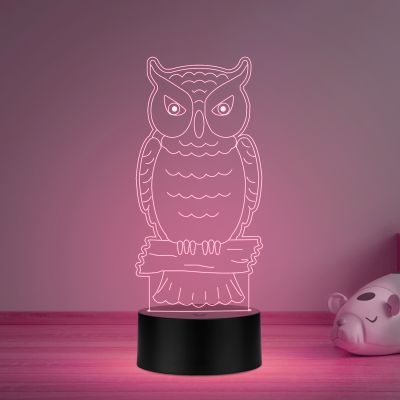 3D Illusion owl Night lamp with Multicolored Light  for Gift For Kids, Room Decor Light